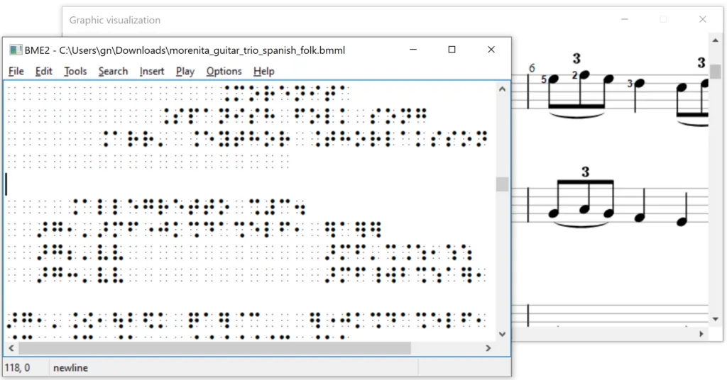 Editor de Música Braille 2025 - Vista interfaz